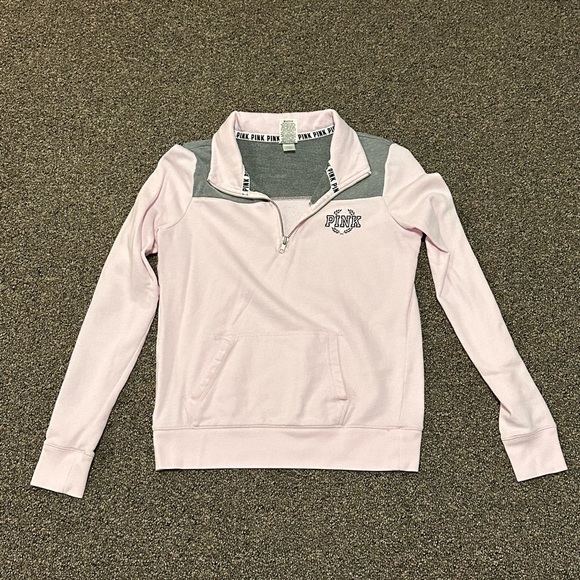 PINK Victoria's Secret Jackets & Blazers - PINK light pink and grey quarter zip